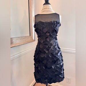 KAREN MILLEN Statement Black Silk & Sheer Circle Cocktail Dress - Size 6